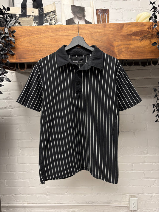 Number (N)ine Black/White Vertical Striped Polo