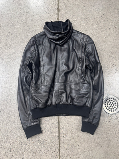 2007 Balenciaga by Nicholas Ghesquiere Sheepskin Leather Hooded Bomber Jacket