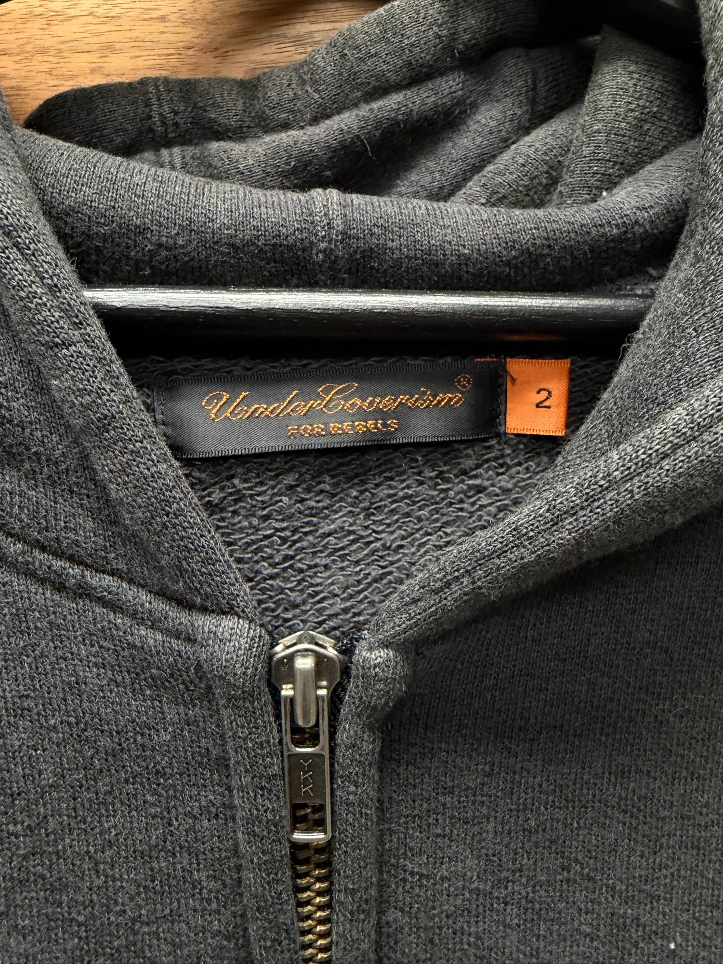 SS2003 Undercover ‘Scab’ Ribbed Cotton ‘Patti Smith’ Bolt Zip-Up Hoodie