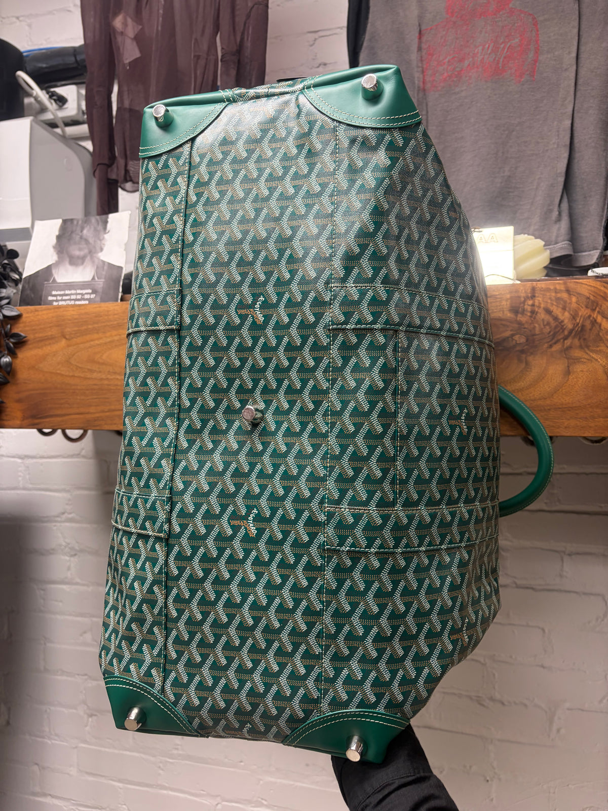 Goyard ‘Boeing 55’ Green Canvas Monogram Weekender Duffle Bag