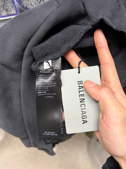 SS2024 Balenciaga ‘See Now Buy Now’ Distressed Black Pullover Hoodie