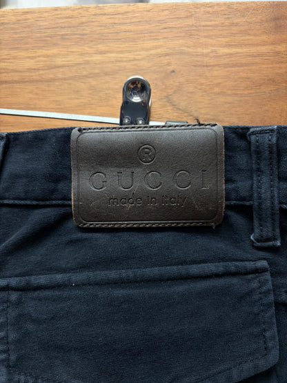 Vintage Gucci Brown Side Stripe Raw Blue Skinny Jeans