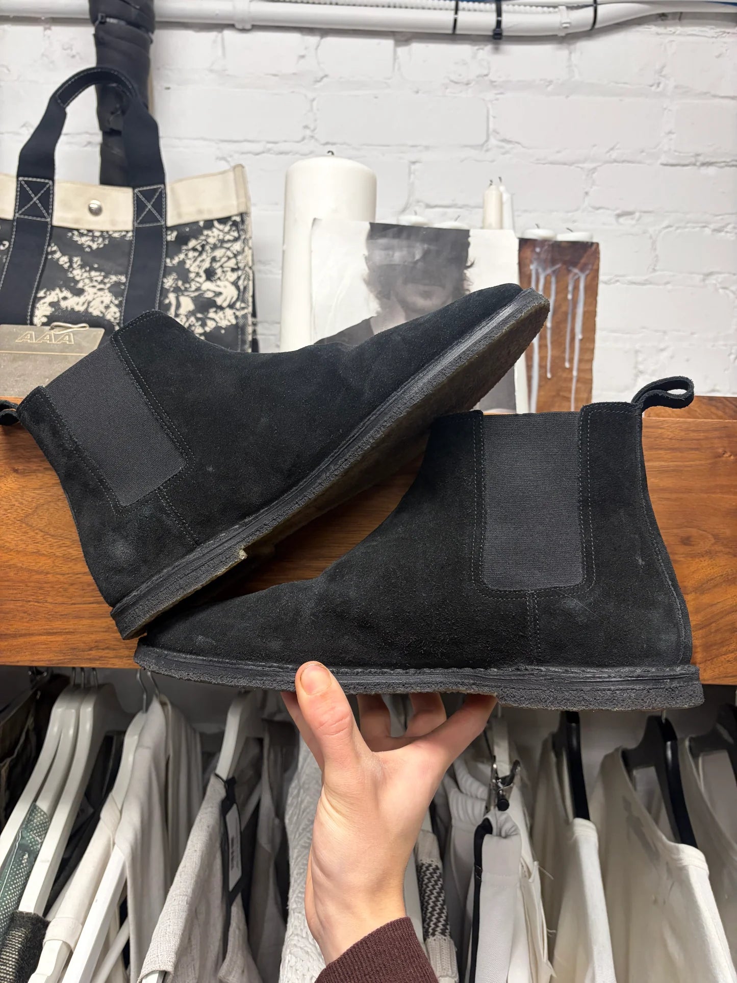 Saint Laurent Black Suede ‘Chelsea Boot’ With Crepe Sole