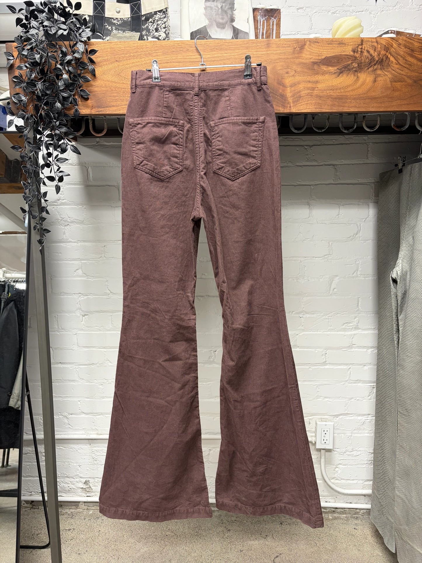 Rick Owens ‘Bolans’ Mauve Corduroy Flared Leg Pants