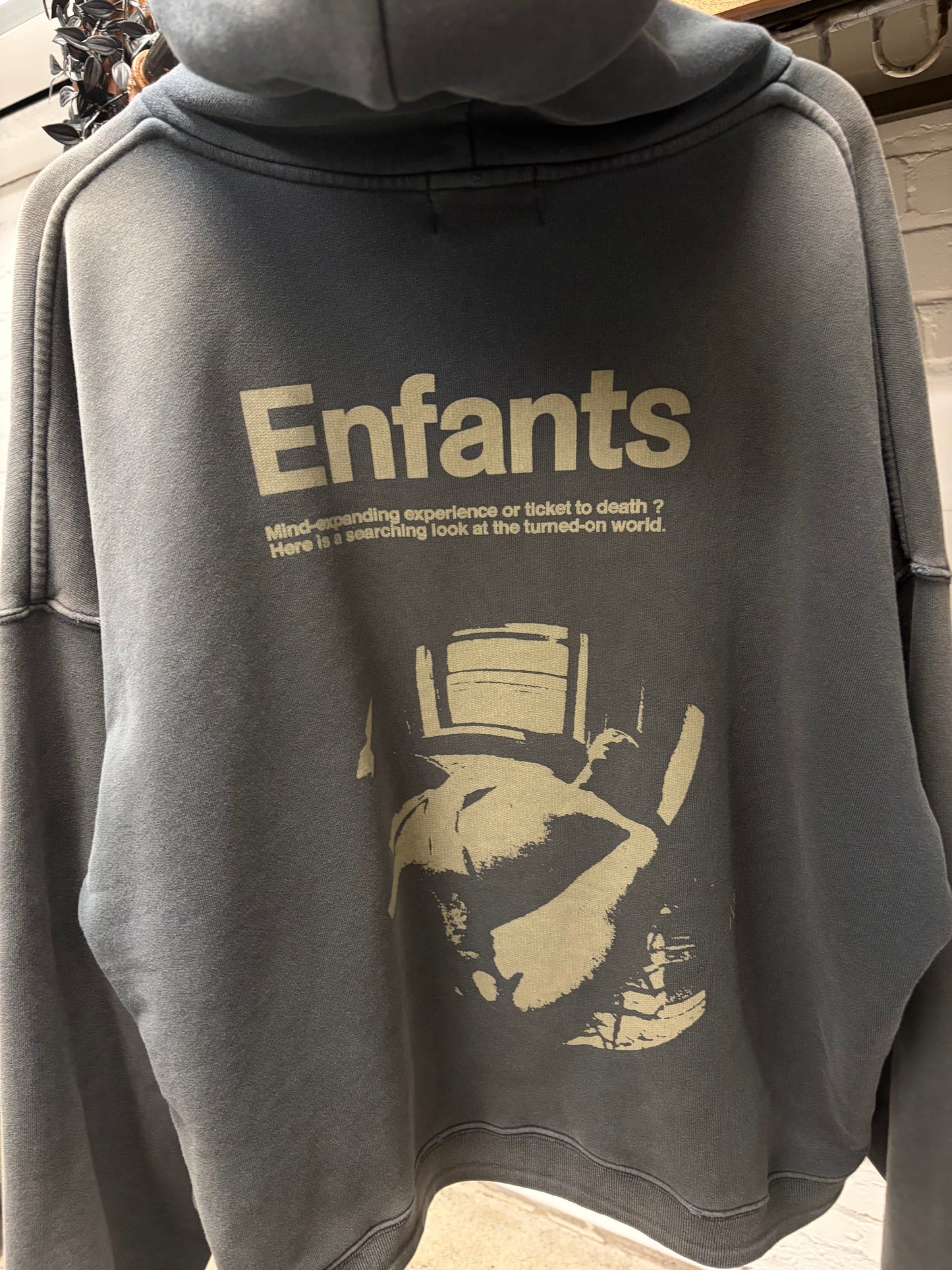 Enfants Riches Deprimes ‘Ticket to Death’ Faded Black French Terry Cotton Hoodie