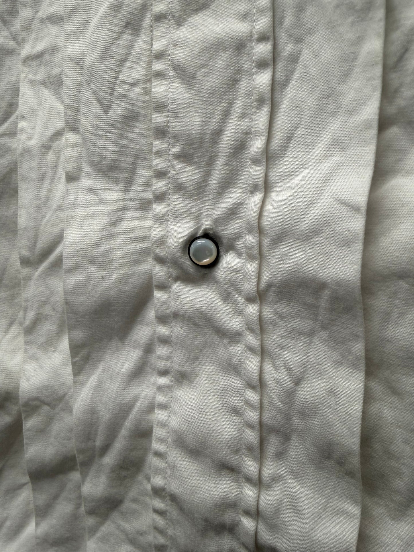 SS2007 Number (N)ine ‘About a Boy’ Pleated White Pearl Button Snap Shirt