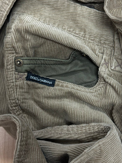 Dolce & Gabbana Mainline Corduroy D&G Logo Flared Pants