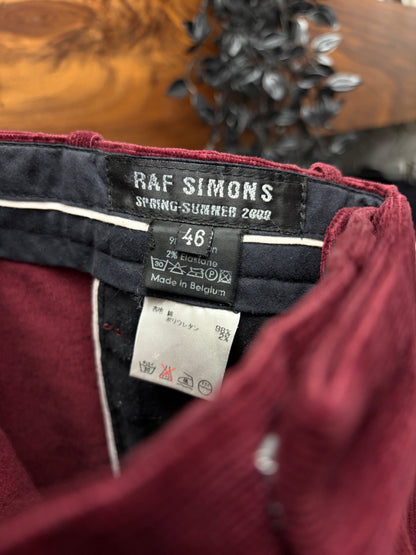 SS2000 Raf Simons ‘Confusion’ Blood Red Corduroy Wide Leg Trousers