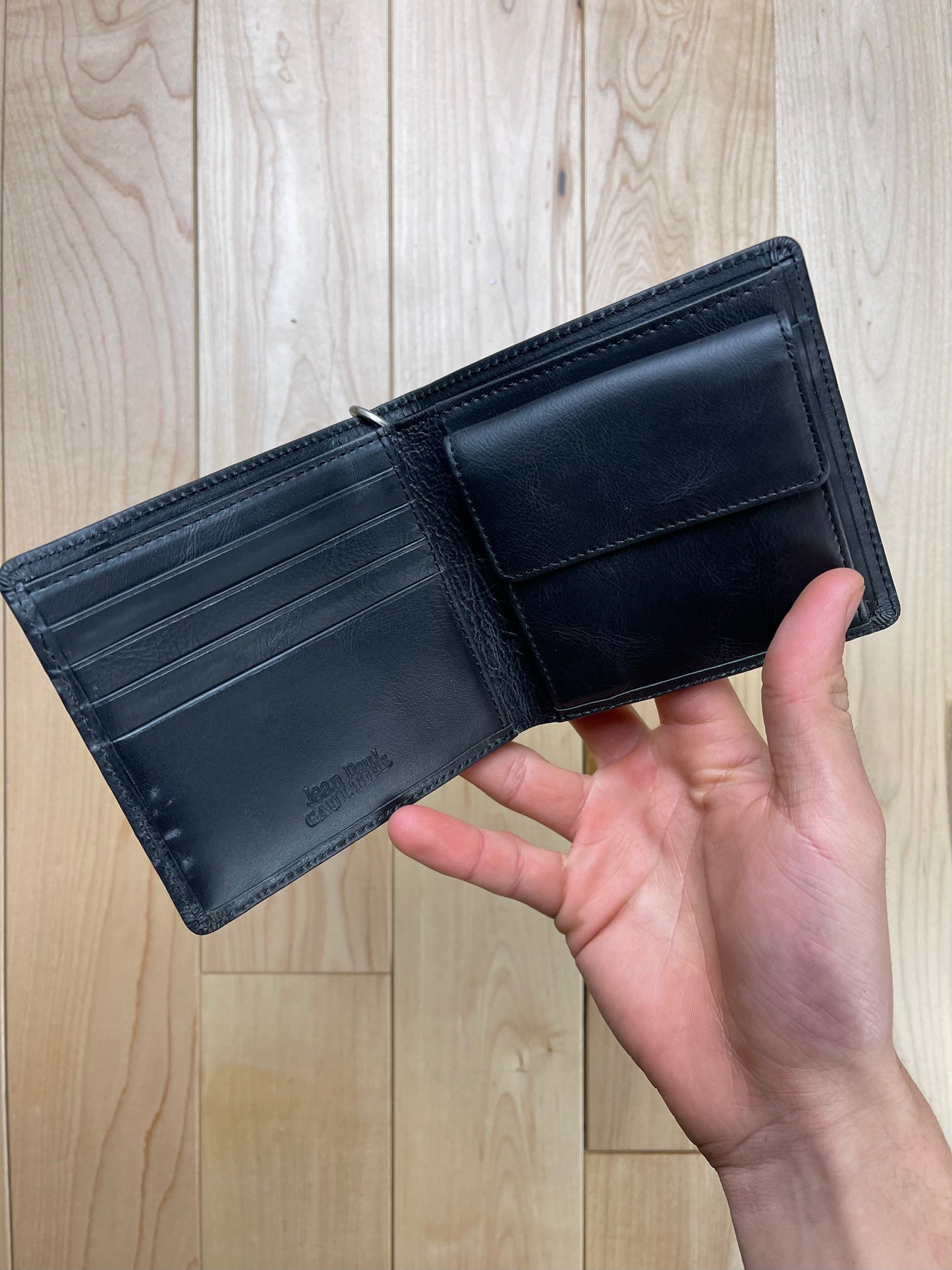 Jean Paul Gaultier Pierced Leather Bifold Wallet