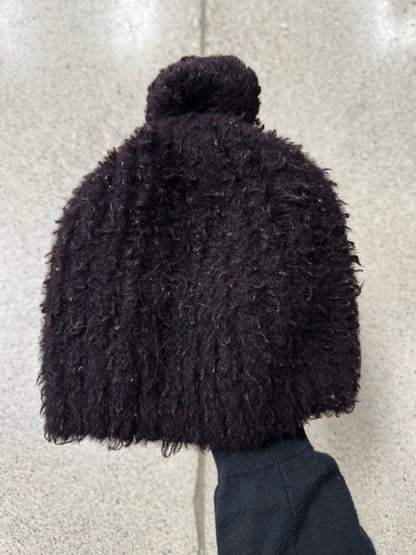 SAMPLE Yohji Yamamoto ‘Beetroot’ Purple Pompom Beanie