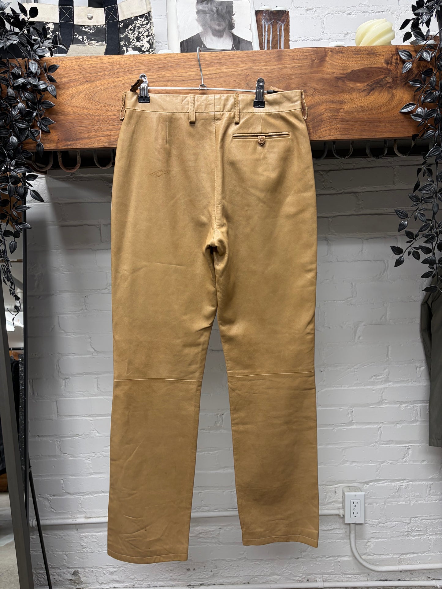 Vintage Helmut Lang ‘Caramel Brown’ Lambskin Leather Pants