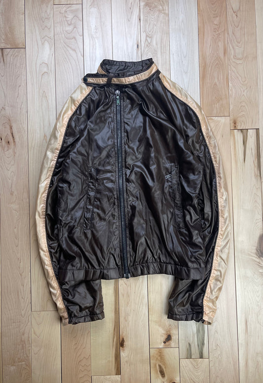 2000s YSL By Tom Ford Brown/Gold Nylon Moto Jacket