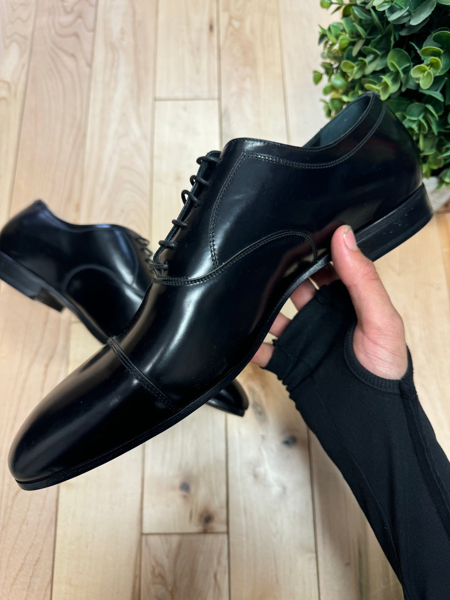 Burberry Matte Black Calfskin Leather Oxford Shoes