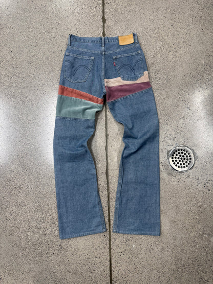 2000s Hysteric Glamour Corduroy Patchwork Flared Denim