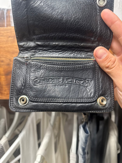 Chrome Hearts DBL Cross Ball Black Calfskin Leather Wallet