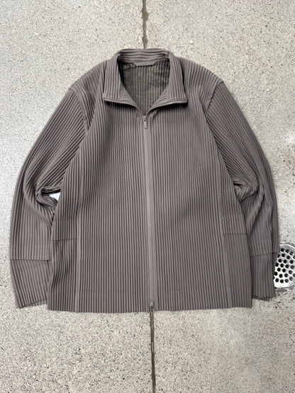 Issey Miyake Homme Plisse Pleated Brown Zip-Up Track Jacket