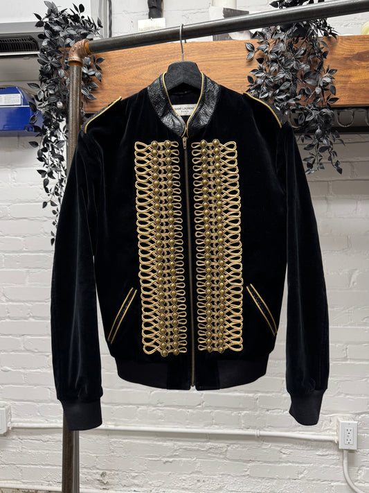 AW2016 Saint Laurent by Hedi Slimane ‘Napoleon’ Velvet Battalion Bomber Jacket