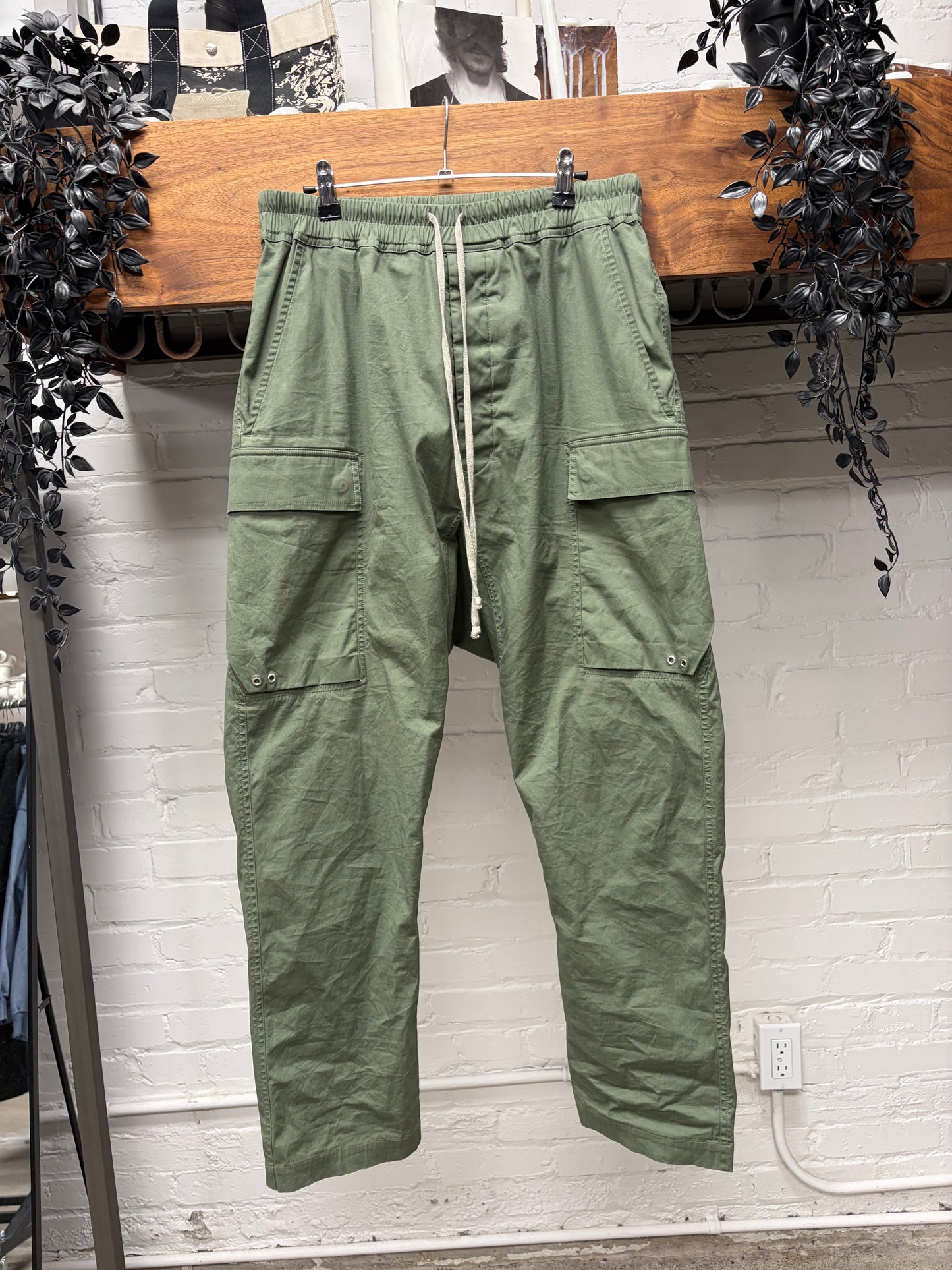 Rick Owens ‘Edfu’ Green Drop Crotch Drawstring Joggers