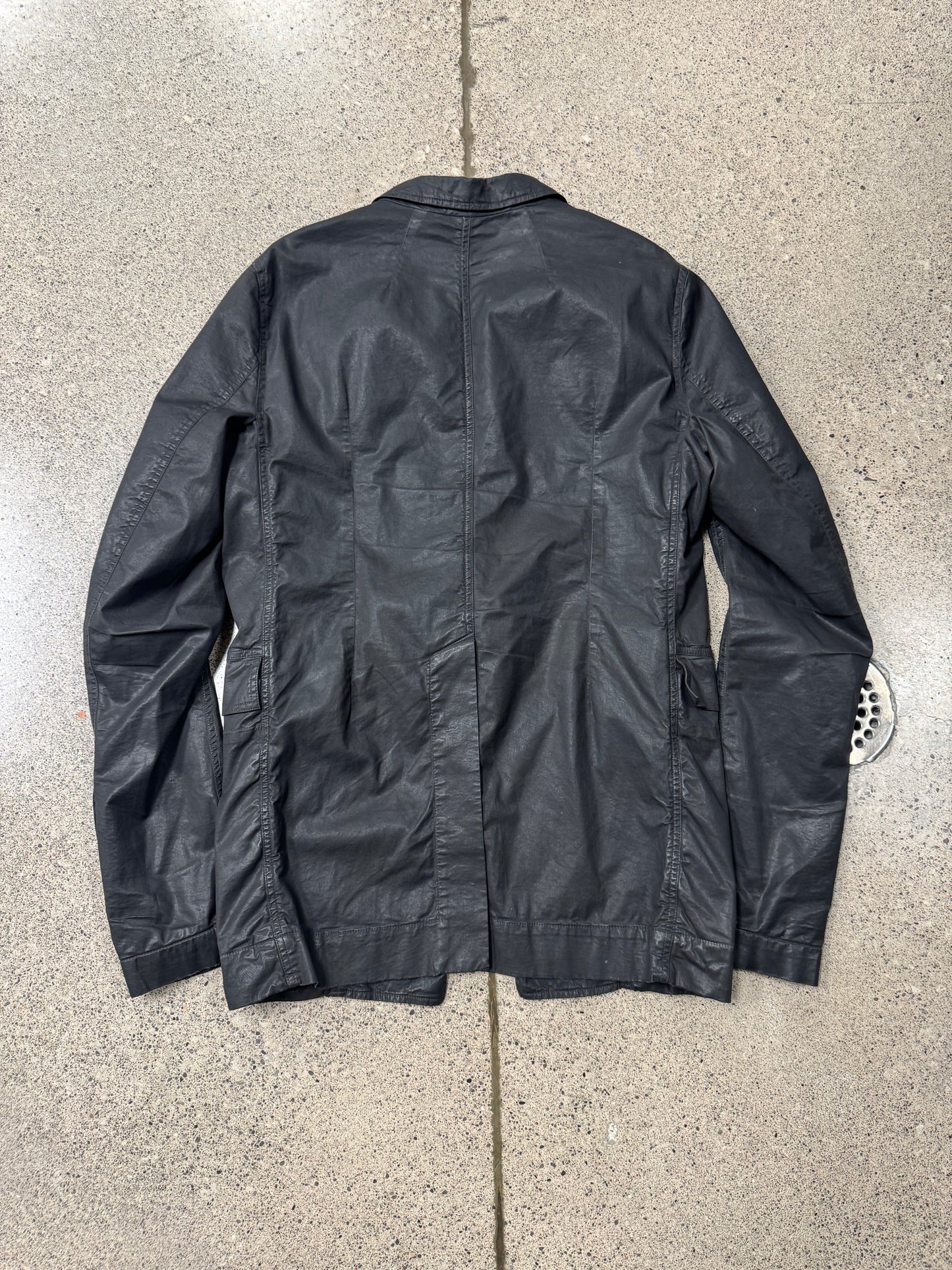 2014 Rick Owens ‘Waxed’ Black Single Button Blazer