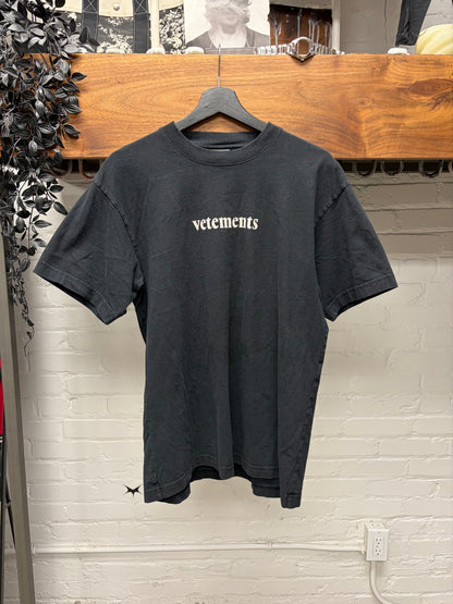 SS2020 Vetements ‘Shipping Label’ Black Logo T-Shirt