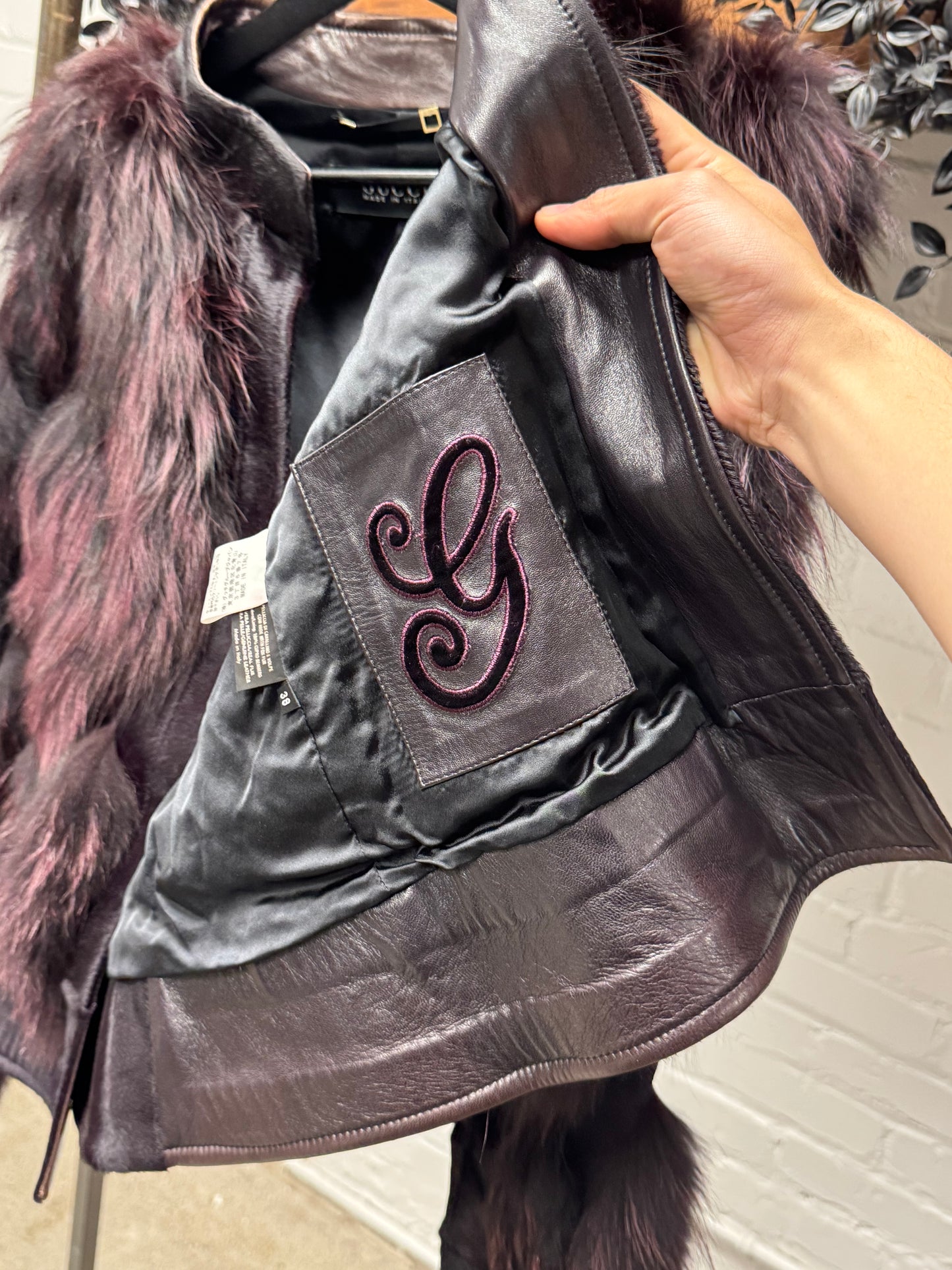 AW2003 Gucci by Tom Ford Fox Fur/Pony-Hair ‘Plum’ Purple Leather Jacket