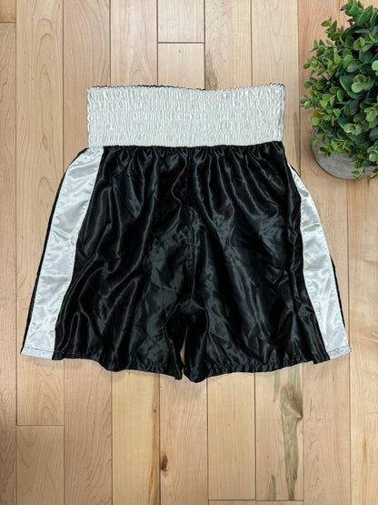 2019 Saint Laurent x Everlast Black Satin Boxing Shorts