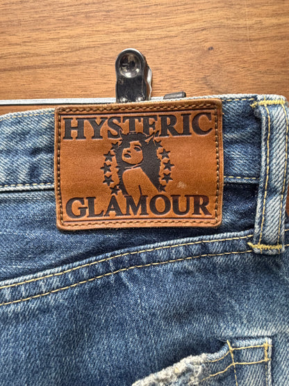 2000s Hysteric Glamour Blue Patchwork Skinny Jeans