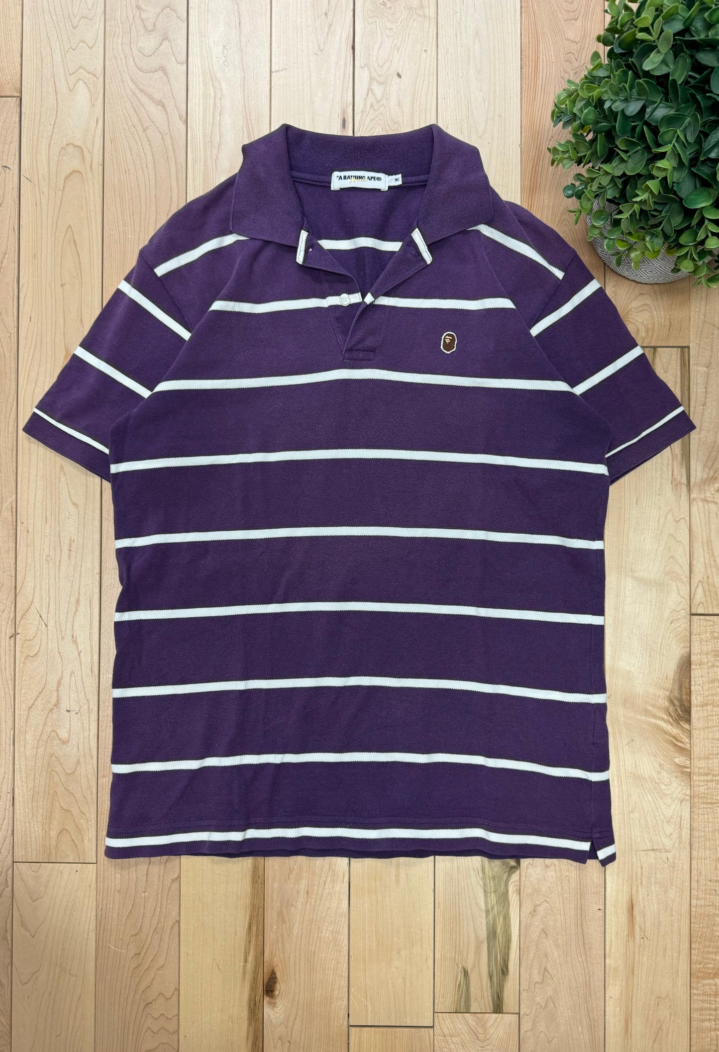 2000s Bape by Nigo Purple Striped Polo