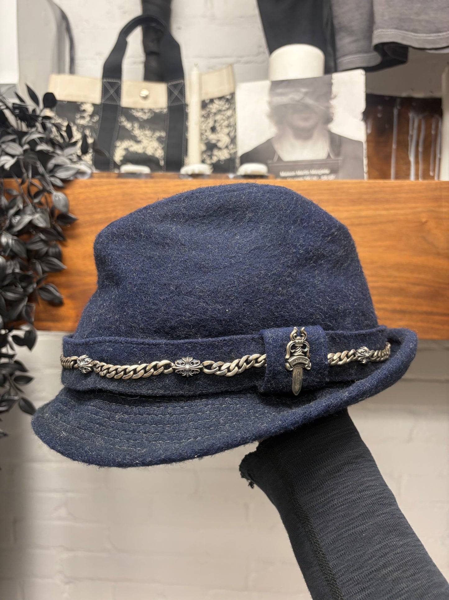 Chrome Hearts Felted Wool 925 Silver ‘Keeper Link’ Dagger Pendant Fedora