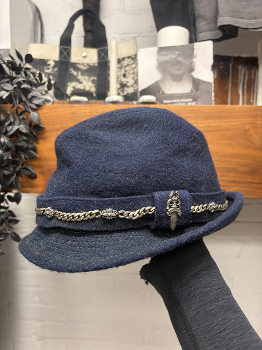 Chrome Hearts Felted Wool 925 Silver ‘Keeper Link’ Dagger Pendant Fedora