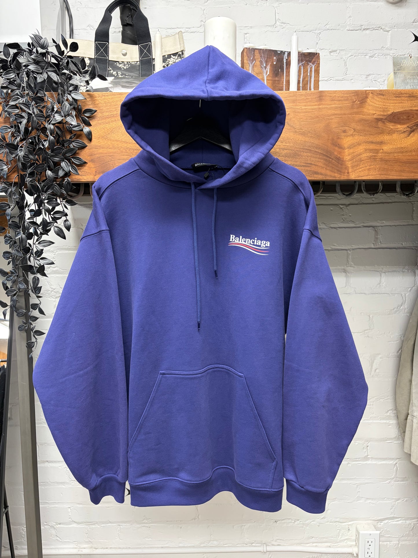 2020 Balenciaga ‘Campaign Logo’ Blue Pullover Sweatshirt