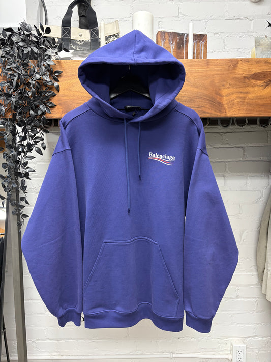 2020 Balenciaga ‘Campaign Logo’ Blue Pullover Sweatshirt