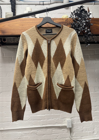 Number (N)ine Argyle Knit Zip-Up Cardigan