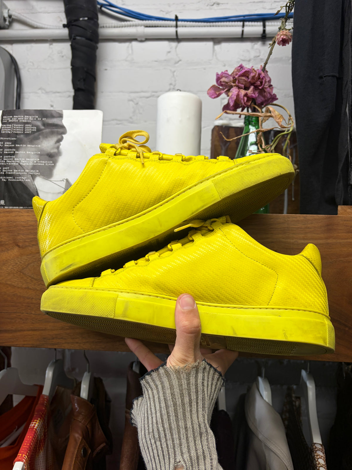 Balenciaga Yellow Lambskin Leather ‘Arena’ Low Top Sneakers