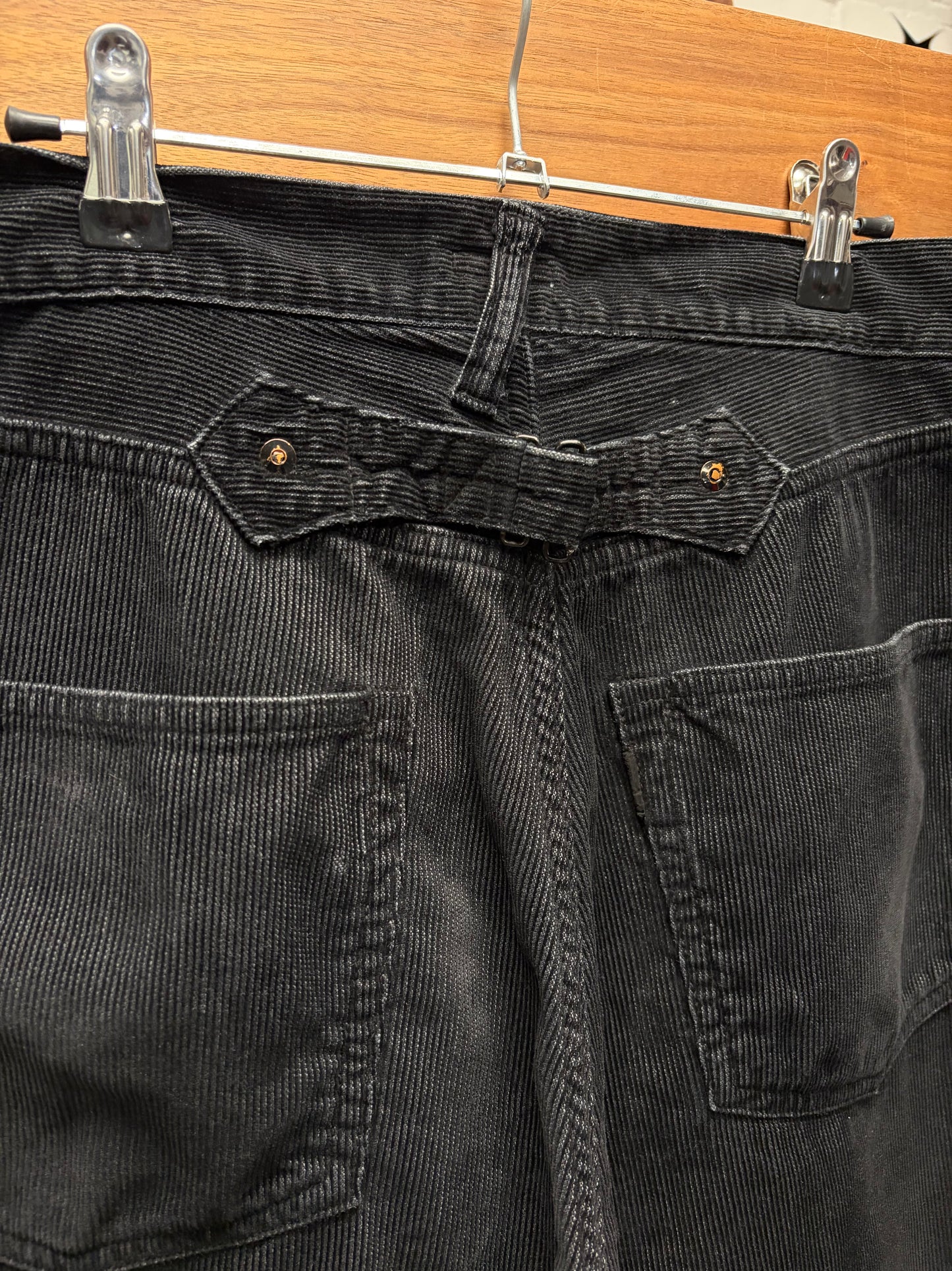 Kapital Black Corduroy ‘Buckle Back’ Straight Leg Denim