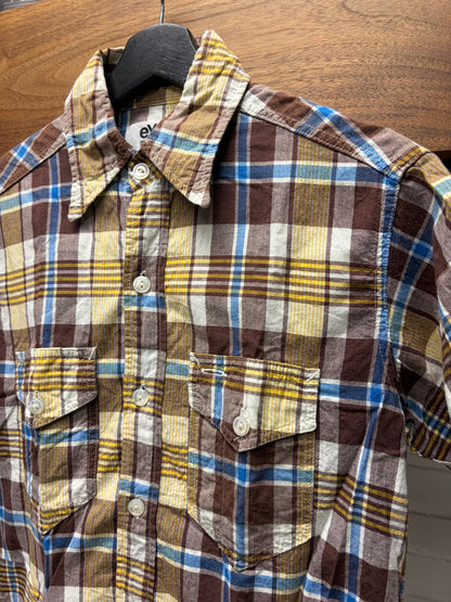SS2006 Junya Watanabe x Post Overalls Plaid Short Sleeve Button Up Shirt