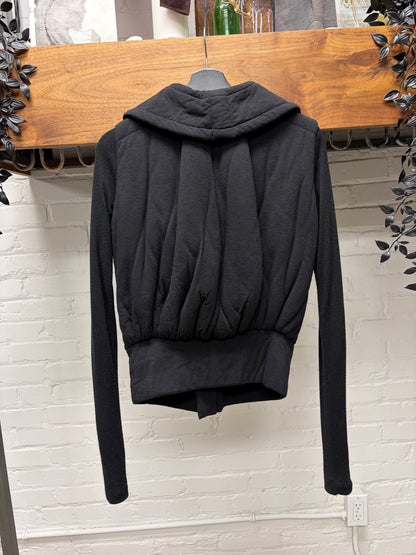 Rick Owens ‘Lilies’ Padded Black Bomber Jacket with Elongated Skinny Sleeves