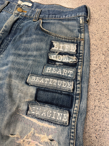 SS2002 Number (N)ine ‘Modern Age’ Distressed Blue Patchwork Denim