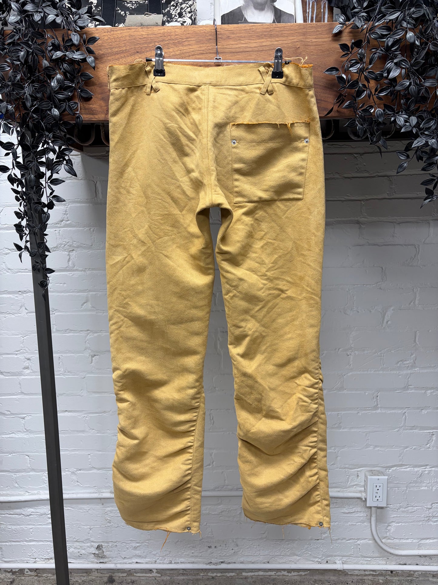 W&LT by Walter Van Beirendonck Tan Suede Bunched Knee Detail Pants