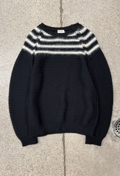 AW2015 Saint Laurent Striped Mohair Knit Sweater