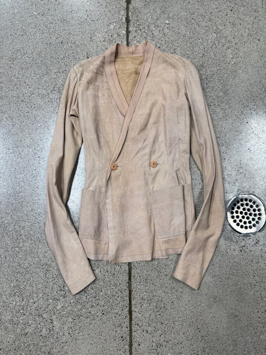 2000s Rick Owens O&M Era ‘Flesh’ Raw Suede Jacket