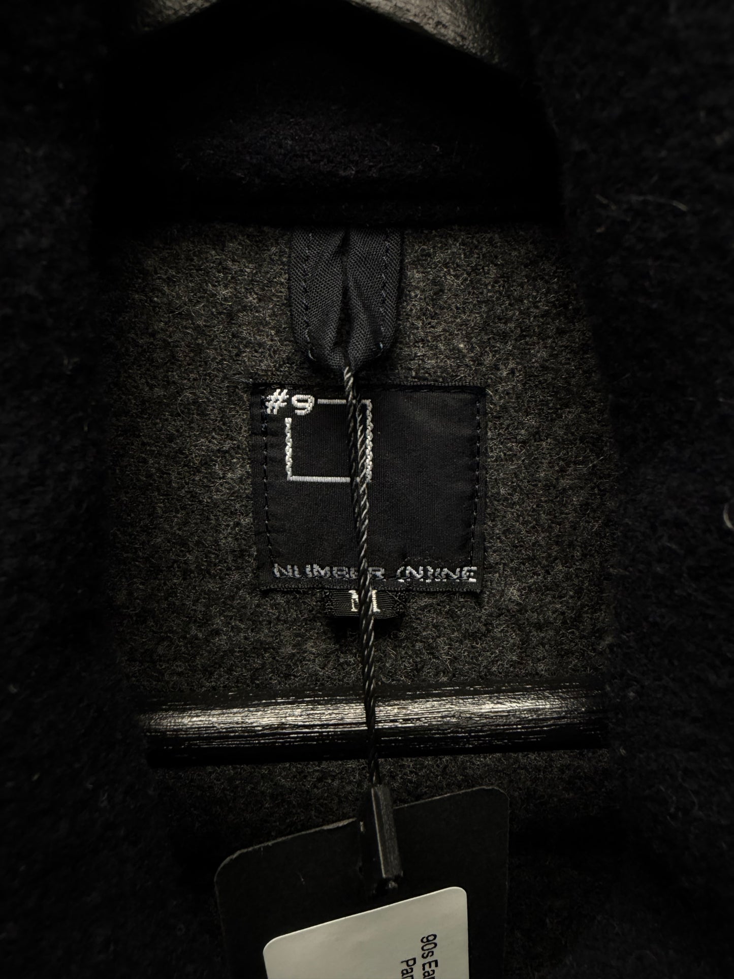 90s Early Number (N)ine ‘Switching Panels’ Black Long Wool Coat