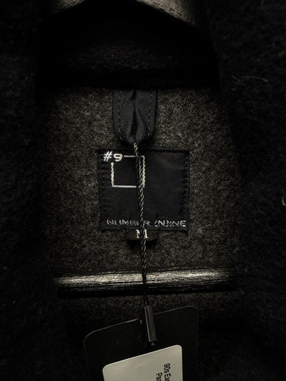 90s Early Number (N)ine ‘Switching Panels’ Black Long Wool Coat