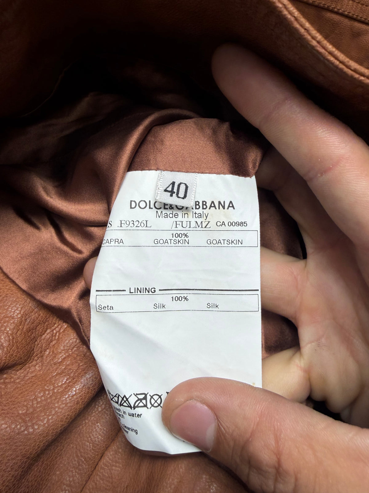 Dolce and Gabbana ‘Mainline’ Brown Goatskin Leather Jacket