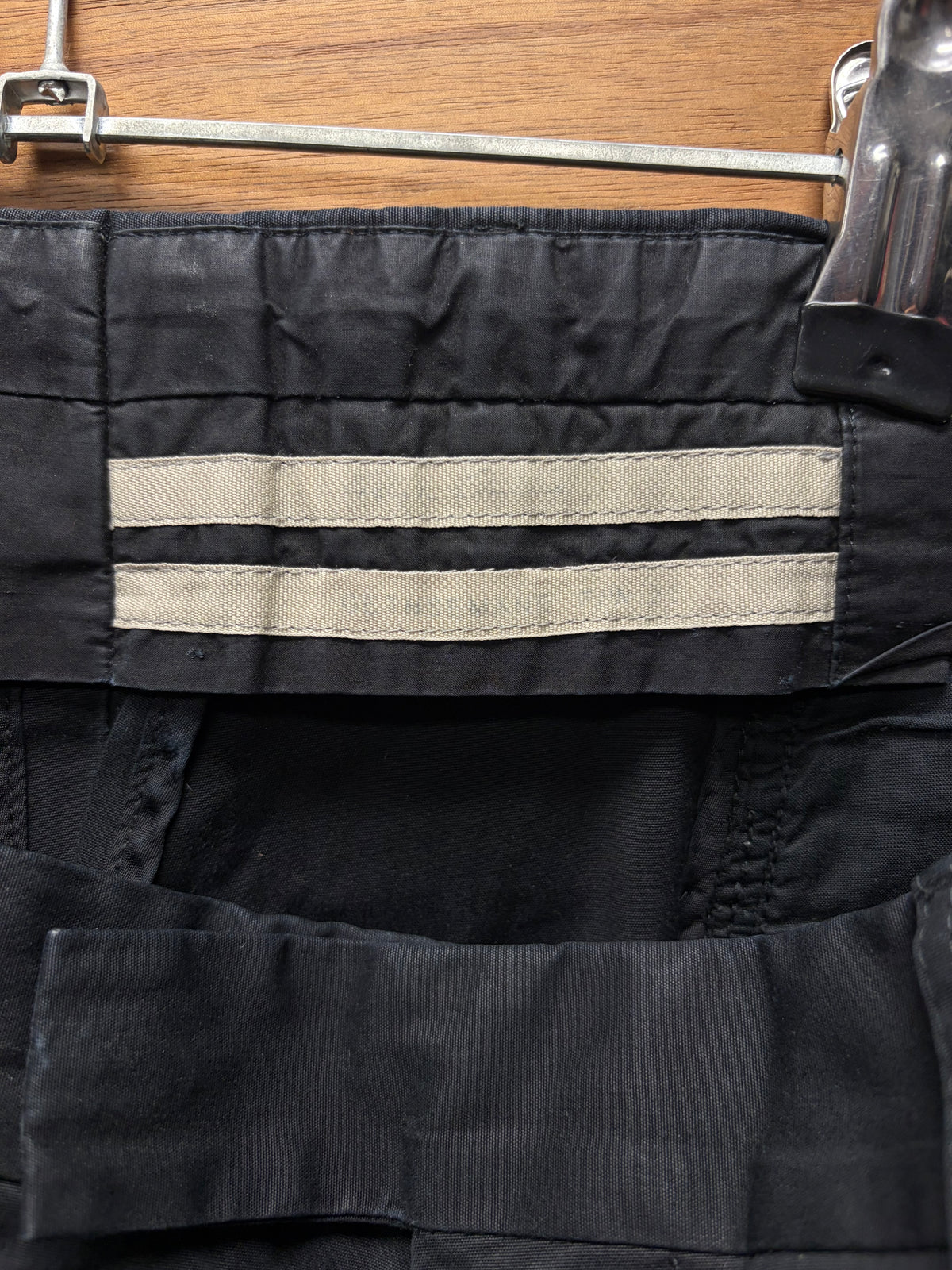 AW2021 Rick Owens ‘Gethsemane’ Black Low Rise ‘Security’ Wide Leg Cargo Pants