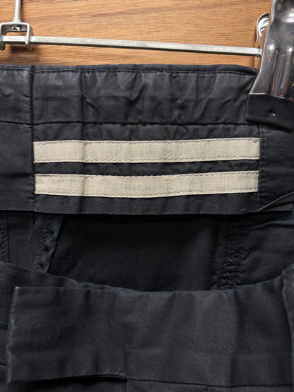 AW2021 Rick Owens ‘Gethsemane’ Black Low Rise ‘Security’ Wide Leg Cargo Pants