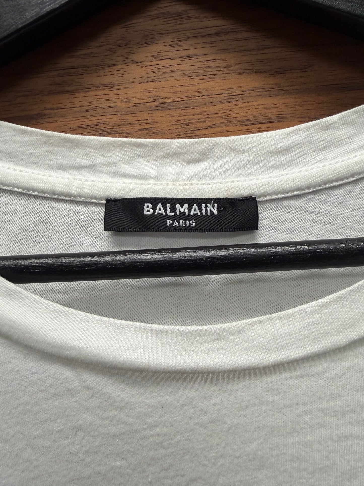 Balmain Embroidered ‘Slant’ Logo White T-Shirt