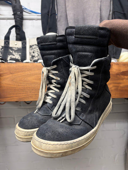 Rick Owens Black/Milk Geobasket High Top Sneakers