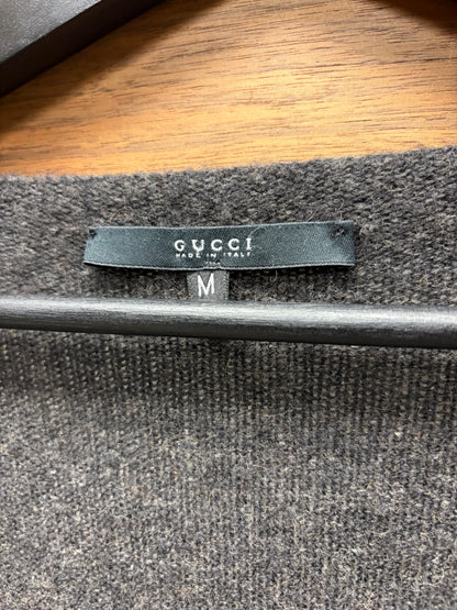 Gucci Grey Camel Hair Knit Buttonless Cardigan