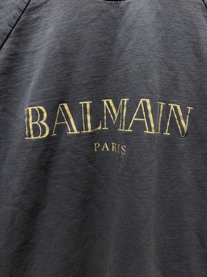 Balmain Silver/Navy Cotton Logo Crewneck Sweatshirt